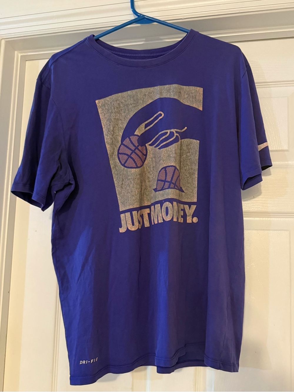 Nike Purple Graphic 'Just Money' Kids Short Sleeve Tee